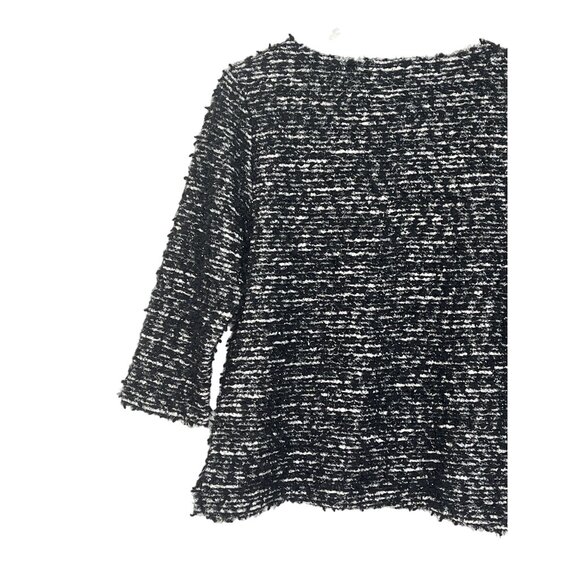 Chico’s Size 1 (M) Black/White Metallic Chunky Knit Pullover | Fall Cozy ✨🖤 - Picture 10 of 11